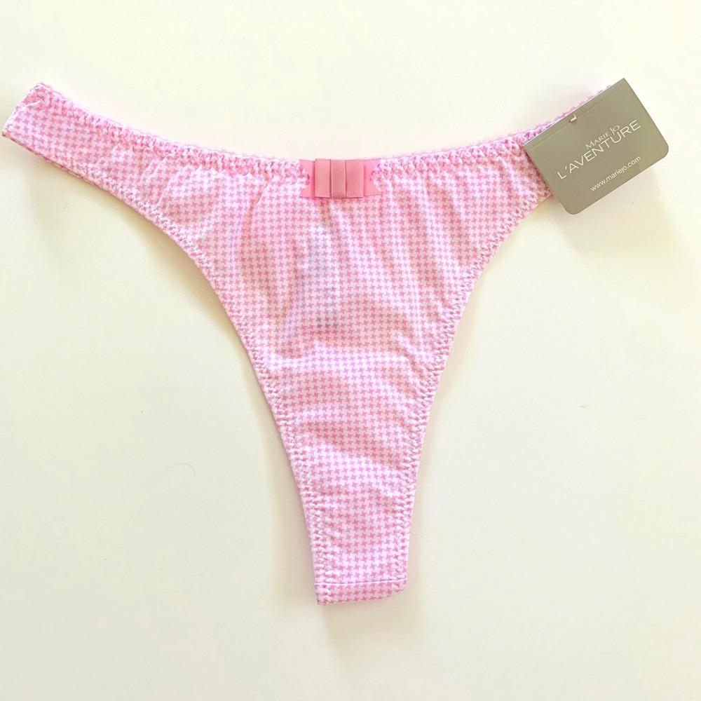 NWT Marie Jo L'Aventure Gene Gingham Plaid Thong Panty Pink Small Preppy Retro